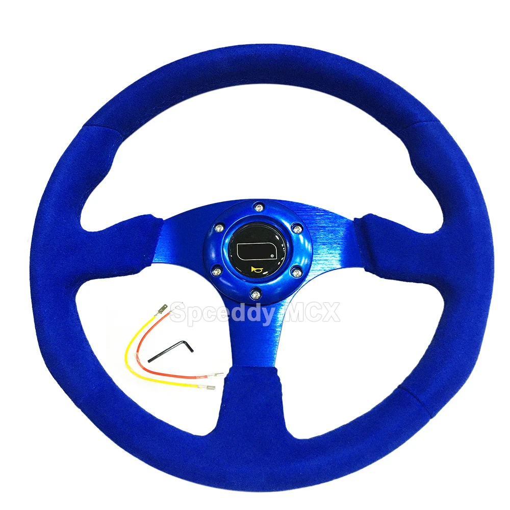 SpceddyMCXCarSteeringWheelBlueSuede14Inch350mmSteeringWheel