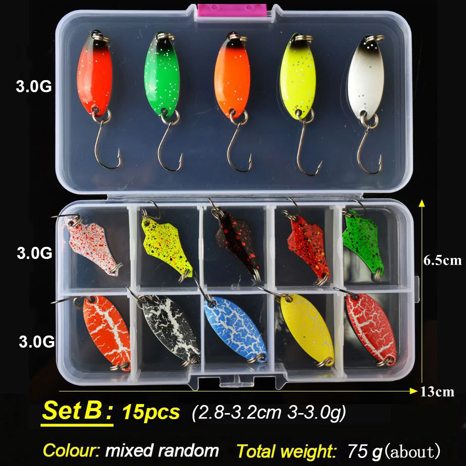 set B TOMA, форель, ложка, набор, металлическая приманка, 2,5 г, 3 г, 4,5 г, 5 г, смешанные цвета, пресноводные рыболовные снасти, Isca, искусственное озеро, рыбалка - Цвет: set B
