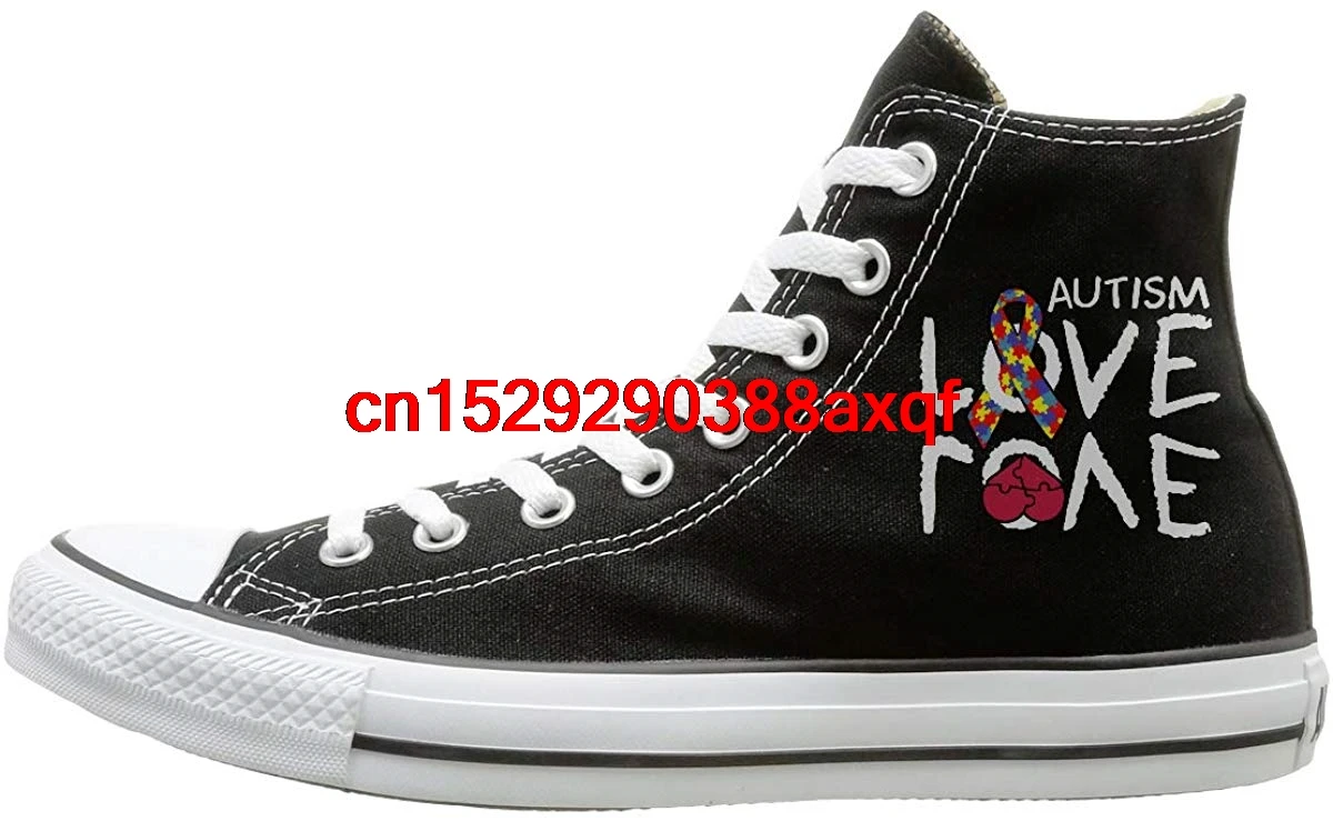 

Womens Mens Painted High-Top Lace Up Canvas Shoe,Autism Love Canvas Sneaker For Boys Girls