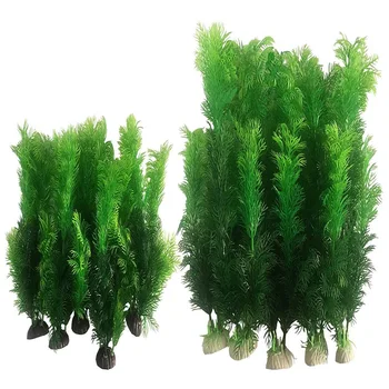 

7.8 / 12INCHES-Set Artificial Aquarium Simulation Water Plant Plastic Aquarium Decoration (10Pcs Green)