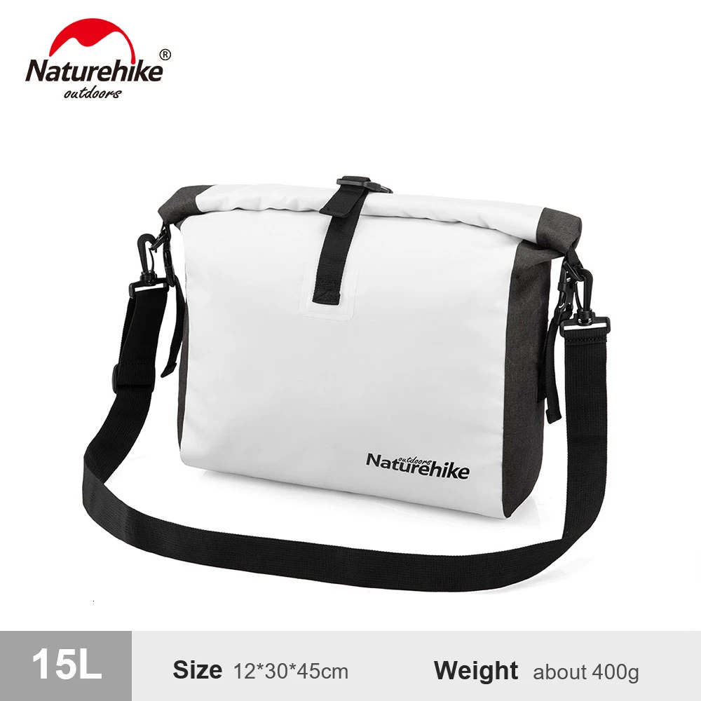 Naturehike 6L 15L наружная водонепроницаемая сумка на одно плечо, Ультралегкая дорожная сумка, сумка-мессенджер, водонепроницаемая сумка для сухого влажного разделения - Цвет: White