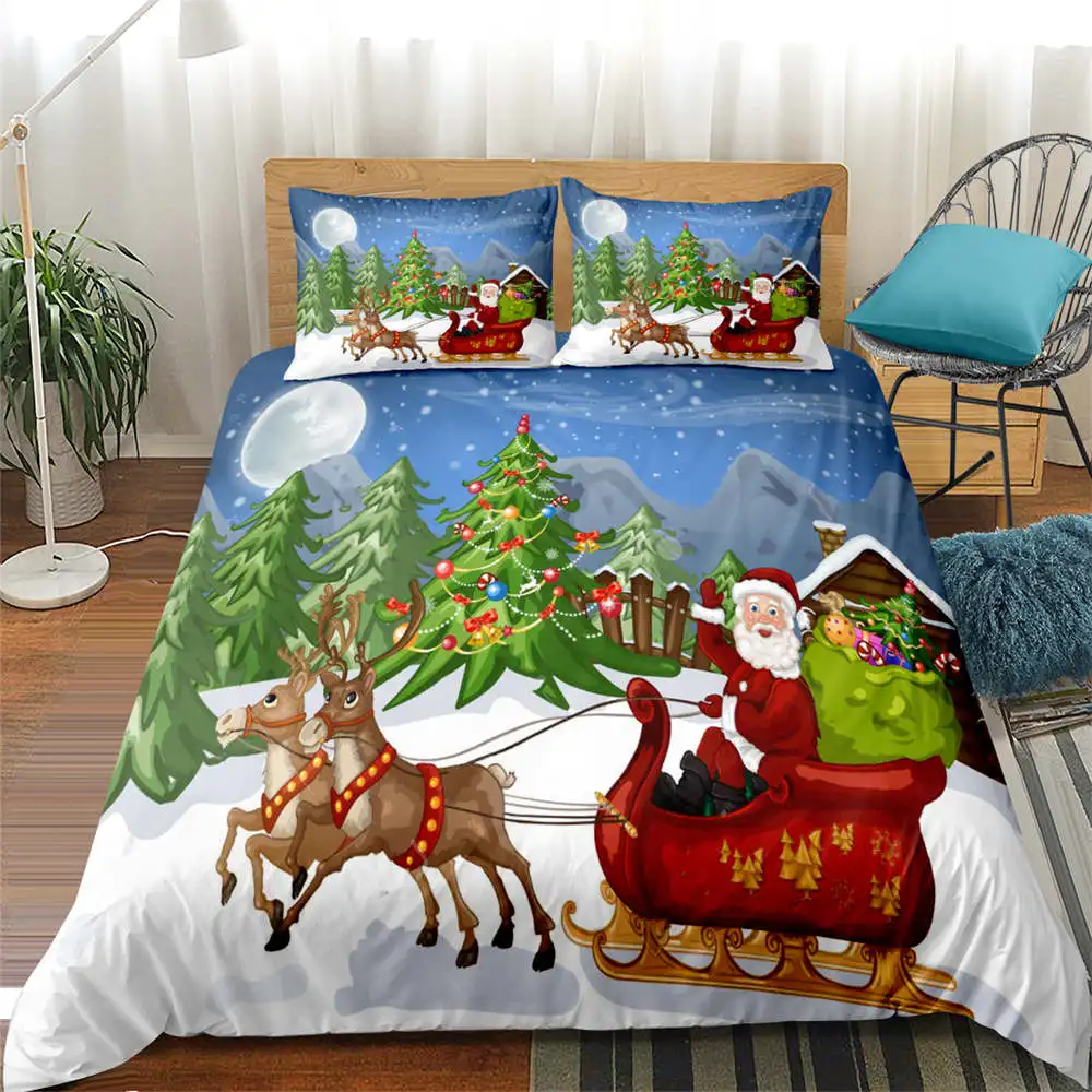 No.1 Комплект постельного белья с героями мультфильмов, набор домашнего декора, детская кровать, постельное белье, рождественское покрывало наволочка, Санта Клаус, лось, одеяло, пододеяльник, набор Твин - Цвет: No.1