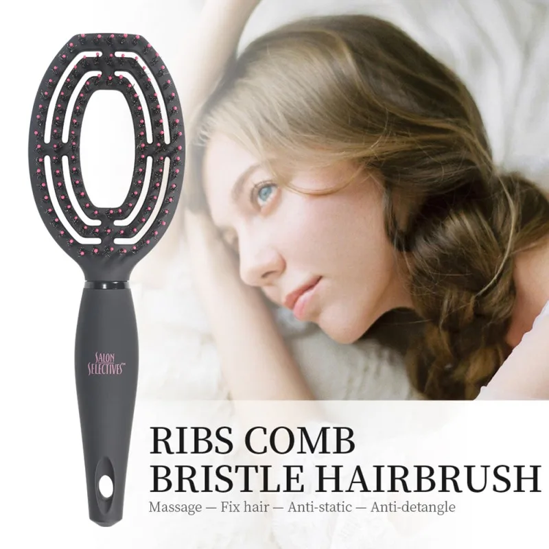 7-row Massage Comb Bristle Hair Nylon Needle Abs Anti-static Brush Styling Tools | Красота и здоровье
