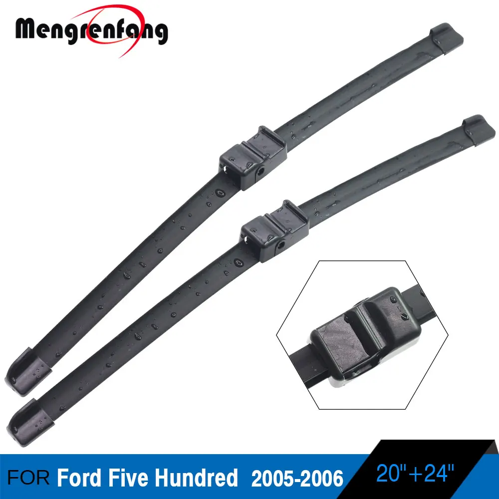 Для Ford пятьсот 2005 2006 2007 автомобильные передние стеклоочистители ветрового стекла мягкий резиновый штырь сбоку и кнопочные ручки - Цвет: 2005-2006