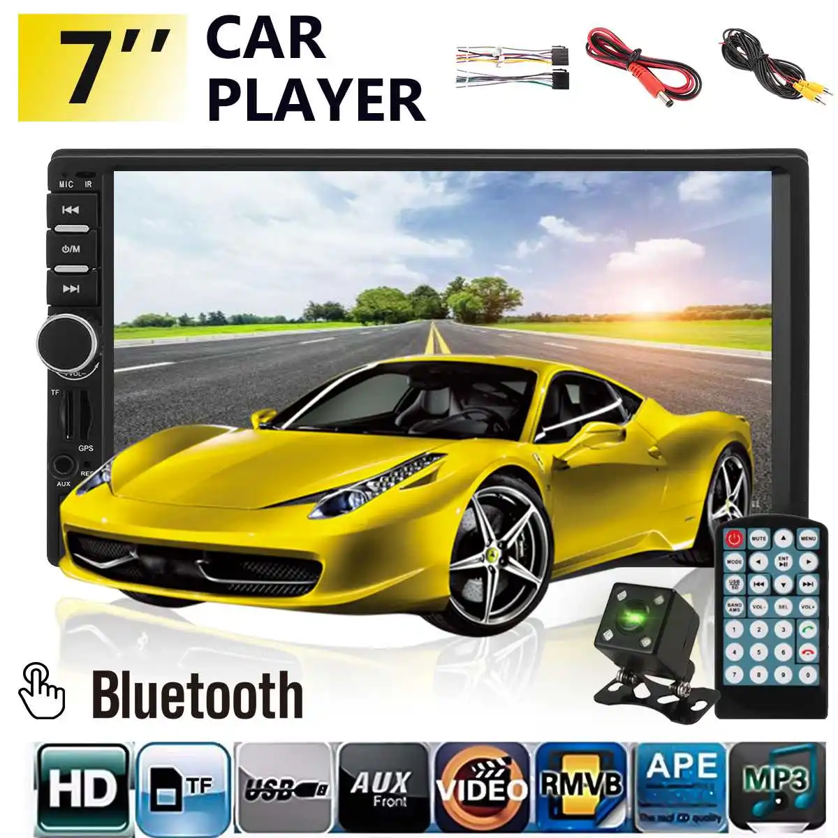 

2 Din Car Radio 7" HD MP5 Player bluetooth Multimedia USB/AUX/FM Autoradio Audio Stereo Car Backup Monitor Rearview Camera