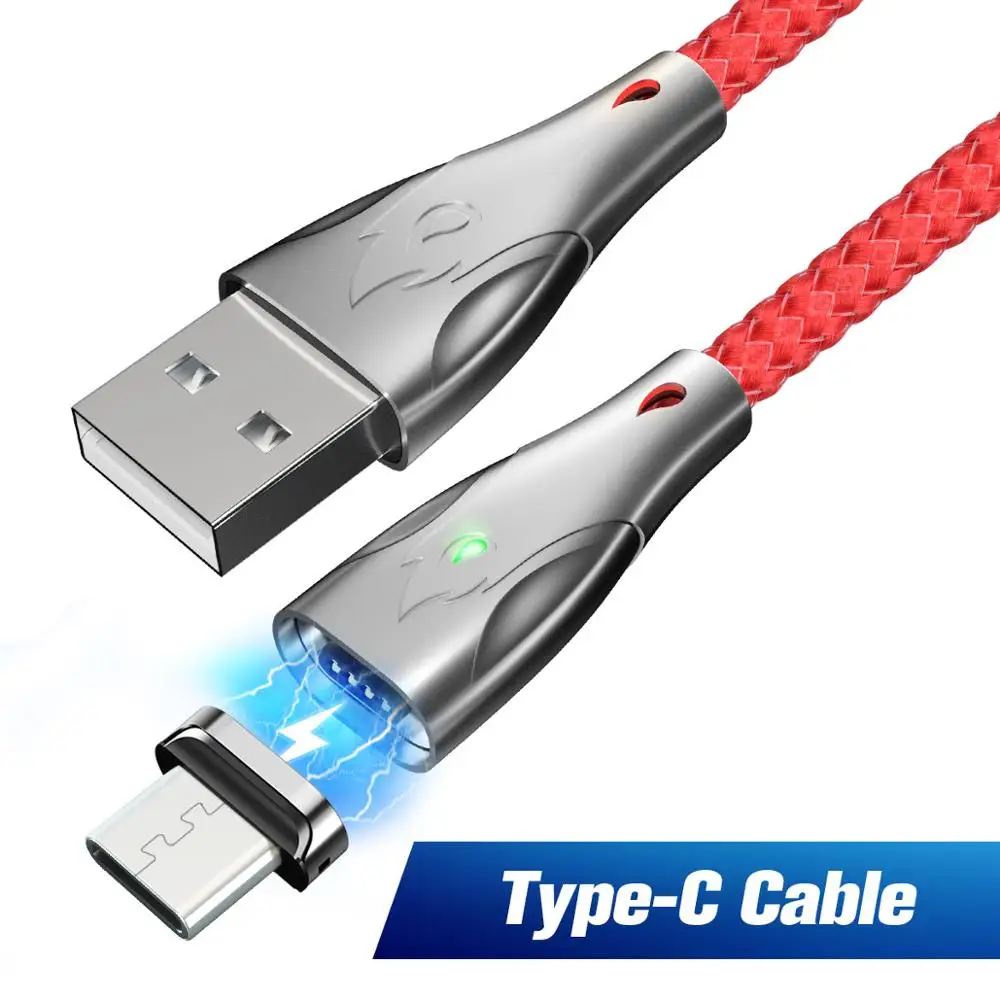 GUUGEI 5A Тип C Магнитный кабель Магнит Micro USB телефонный кабель из цинкового супер быстрая зарядка Тип-C для Redmi LG Moto зарядный шнур 1m 2m - Цвет: Type C Red Cable