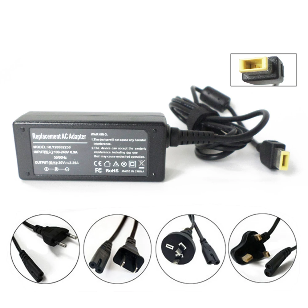 

New 20V 2.25A Notebook Battery Charger Power Supply Cord For Lenovo IdeaPad U330p U330t U430p U530 45W Laptop AC Adapter Cable