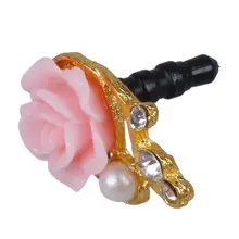 Горячая AMS-1X Пылезащитная заглушка в форме камелии с розовым бриллиантом 3,5 мм для наушников стеклянная Пылезащитная заглушка для наушников
