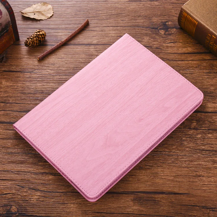 Для iPad Air 2 Air 1 чехол iPad 9,7 дюймов Анти-настоящая зернистая древесина PU кожаный умный чехол Чехол Авто Пробуждение чехол - Цвет: Pink
