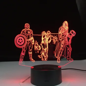 

Marvel Hero Captain America Thor Multicolored USB Switch Table Lamp Kids Birthday Gift LED Bulbs 3D NIGHT LIGHT Dropshipping