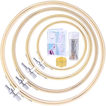 

LMDZ Cross Stitch Hoop Set for Beginner, 4 Sizes Embroidery Hoops, Cross Stitch Circle, Embroidery Circle with 3 Sizes Needles