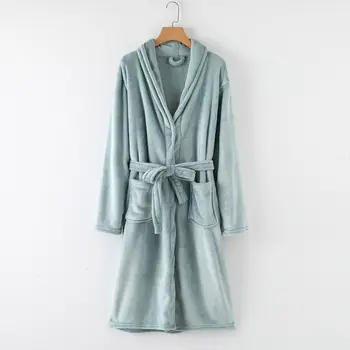 

Flannel Sleepwear Kimono Bath Gown Pink Thicken Coral Fleece Women Robe Nightgown Winter Warm Casual Soft Nightwear Home Clothes