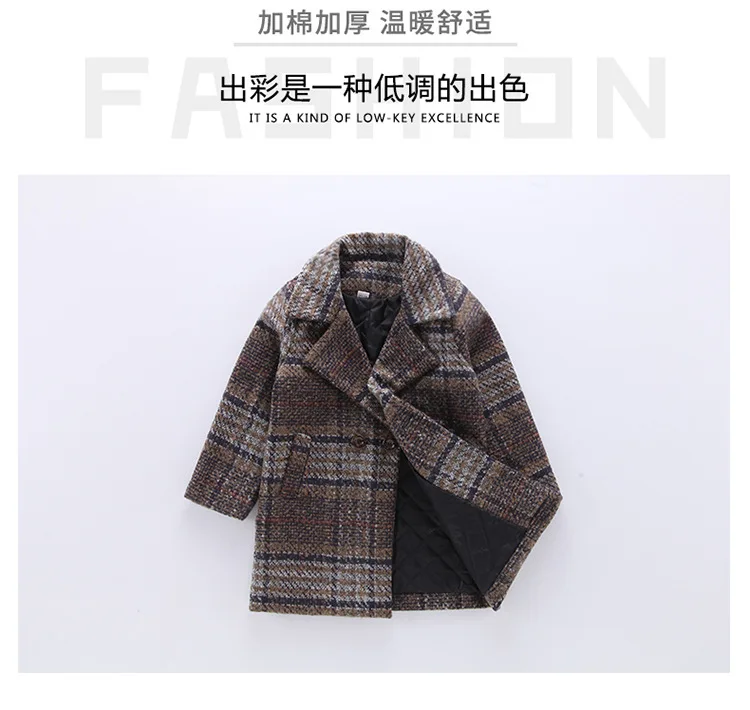 Winter Jackets Boys Solid Woolen Double-breasted Baby Boy Trench Coat Lapel 3 4 5 6 7 Y Kids Outerwear Coats For Boy Windbreaker