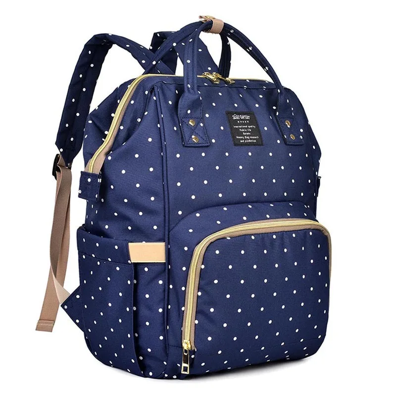 Модная сумка для подгузников для мам, большая сумка для кормления, рюкзак для путешествий, дизайнерские сумки для детских колясок, сумка для мам, сумка для детских подгузников - Цвет: Blue dot white spot