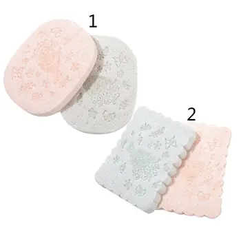 

2Pcs/Set Plain Color Oval Rectangle Sponge Facial Deep Cleansing Pads Massage Particles Wash Face Puff Makeup Beauty Tools