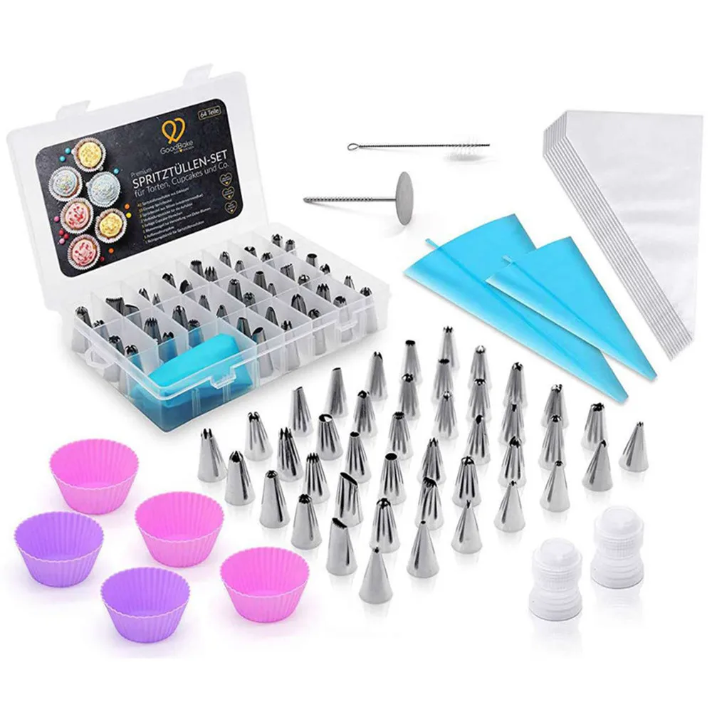 

74pcs Converter Pastry Bag Confectionery Nozzle Stainless Cream Baking Tools Decorating Tip Sets Cake Scraper
