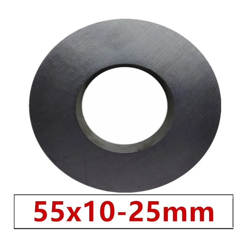 

5pcs/lot Ring Ferrite Magnet 55x10 mm Hole 25mm Permanent magnet 55mm x 10mm Black Round Speaker ceramic magnet 55*10 55-25x10