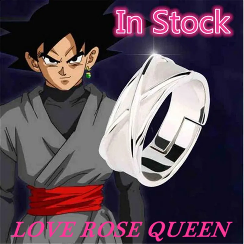 

2017 New Design Anime Super Dragonball Z Black Son Goku Gokou Time 925 sterling Silver Finger Ring Gift Cosplay Props Free ship