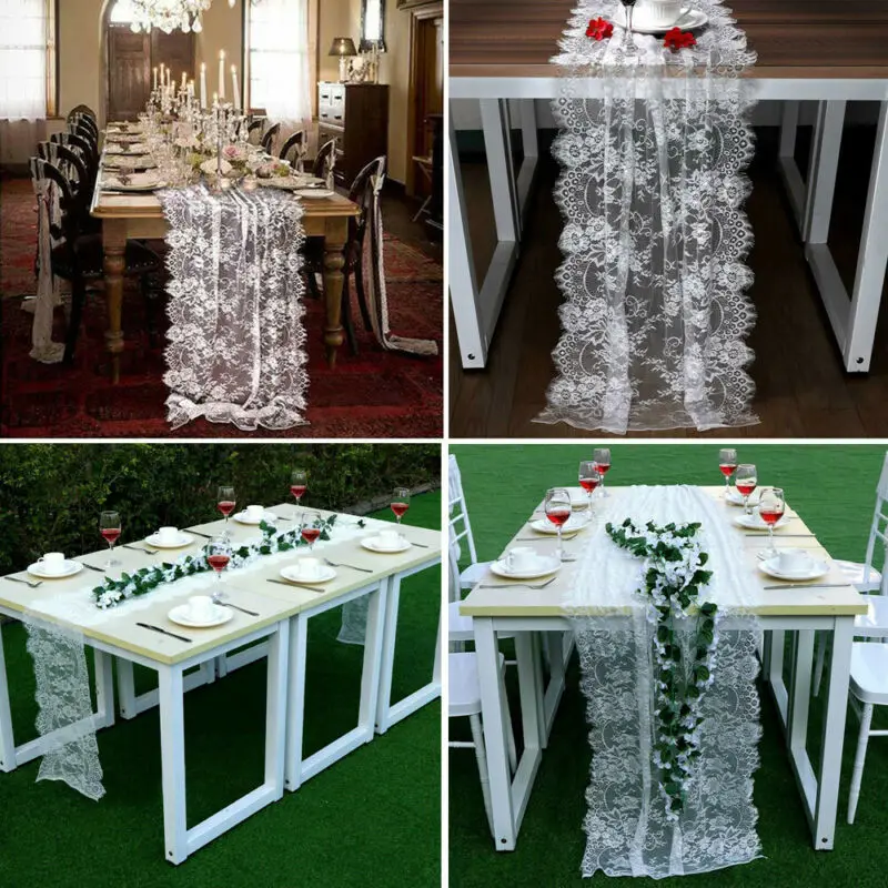 

1PC White Lace Table Runner Overlay Cover Rustic Chic Wedding Reception Table Decor
