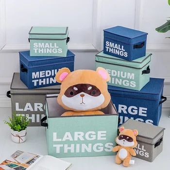 

Fabric Clothes Storage Box Bins with Lid Foldable Kids Toy Basket Closet Containers for Underwear Socks Bra Books Home Organizer