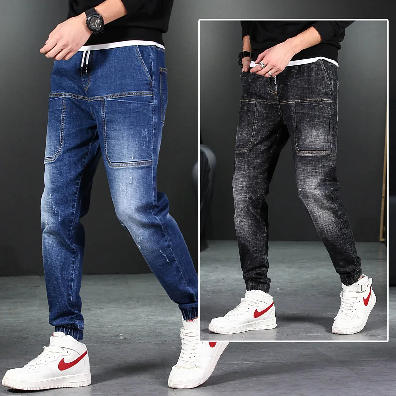 

Autumn And Winter New Style Large Size Jeans Men's Plus-sized No. Elastic Waistband Multi-pockets Beam Leg Ultra-stretch Long Pa