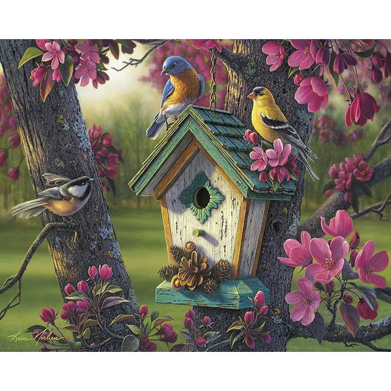 

Paintings By Numbers bird nest scenery Oil HandPainted Color Animal By Number Home Decortion ArtWork For Living Room Home gift
