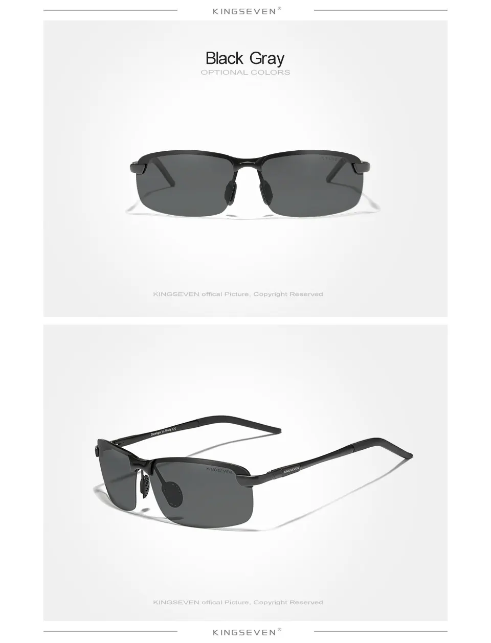 KINGSEVEN NEW Fashion Rimless Sunglasses Men's Polarized Driving
