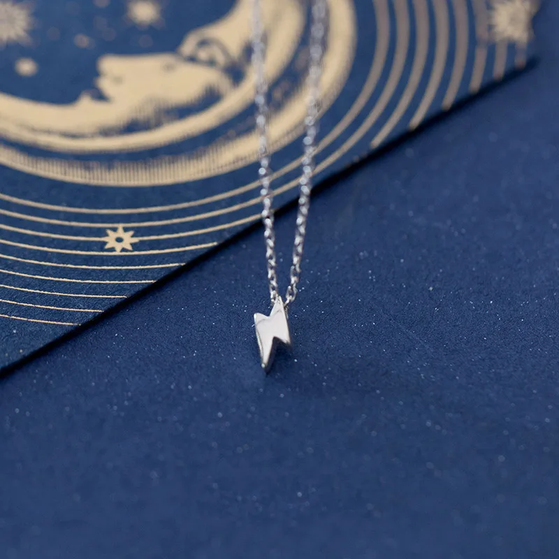 Trusta Lightning Necklace 925 Sterling Silver Made Real Silver Pendant Girls Love Gift for Women Necklaces Jewelry DS2356