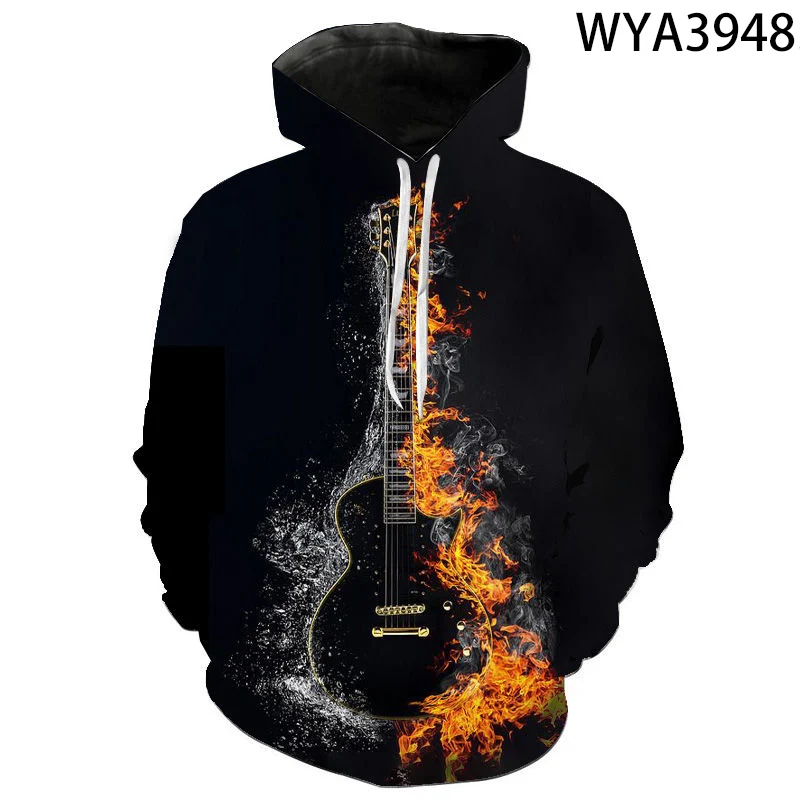 2020 New Men Women Children Musical Instrument Guitar Hoodies Casual Fashion 3D Printed Pullover Sweatshirts Boy Girl Kids Tops | Мужская