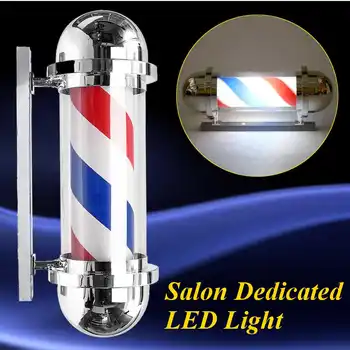 

220V 23.6" LED Barber Shop Sign Pole Light Red White Blue Stripe Design Roating Salon Wall Hanging Light Lamp Beauty Salon Lamp