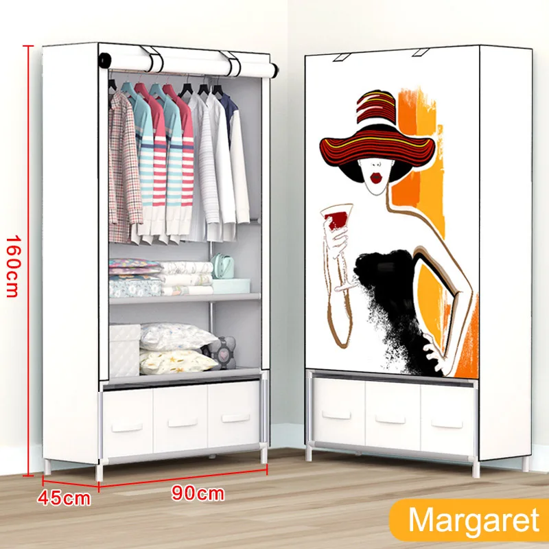 Простой собранный шкаф с ящиком шкаф для хранения одежды органайзер пылевлагостойкий шкаф для одежды мебель для спальни - Цвет: magaret