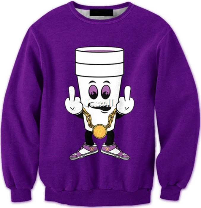 PURPLE DRANK DIRTY SPRITE GANGSTER 3D Printed Character Streetwear Autumn And Winter Hoodies Fashion Tops | Мужская одежда