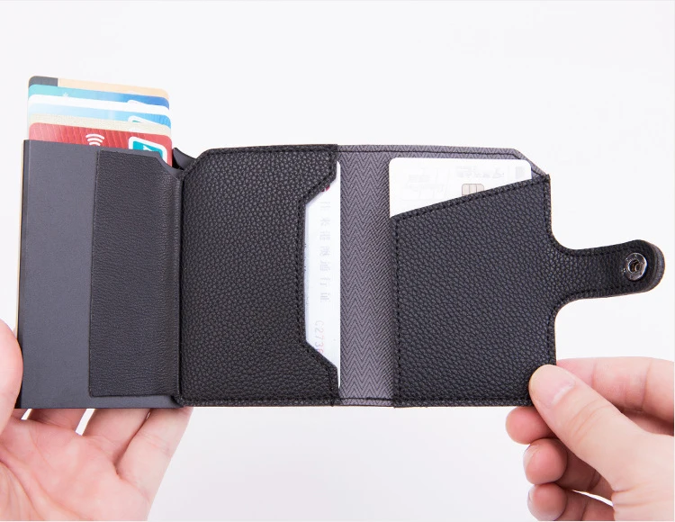 Новинка, Противоугонный держатель для карт, блокировка Rfid, мужской кошелек, кожаный, унисекс, информация о безопасности, Cretit, держатель для карт s, алюминиевый металлический кошелек