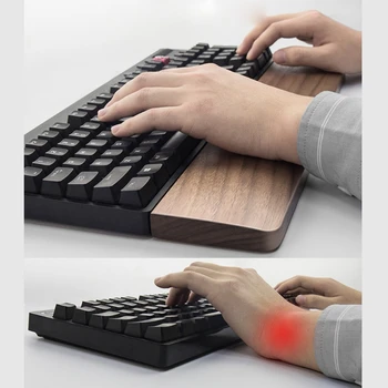 

Walnut Wooden Mechanical Keyboard Wrist Rest with Anti-Slip Mat Ergonomic Gaming Desk Wrist Pad Support 61 87 104 Keys