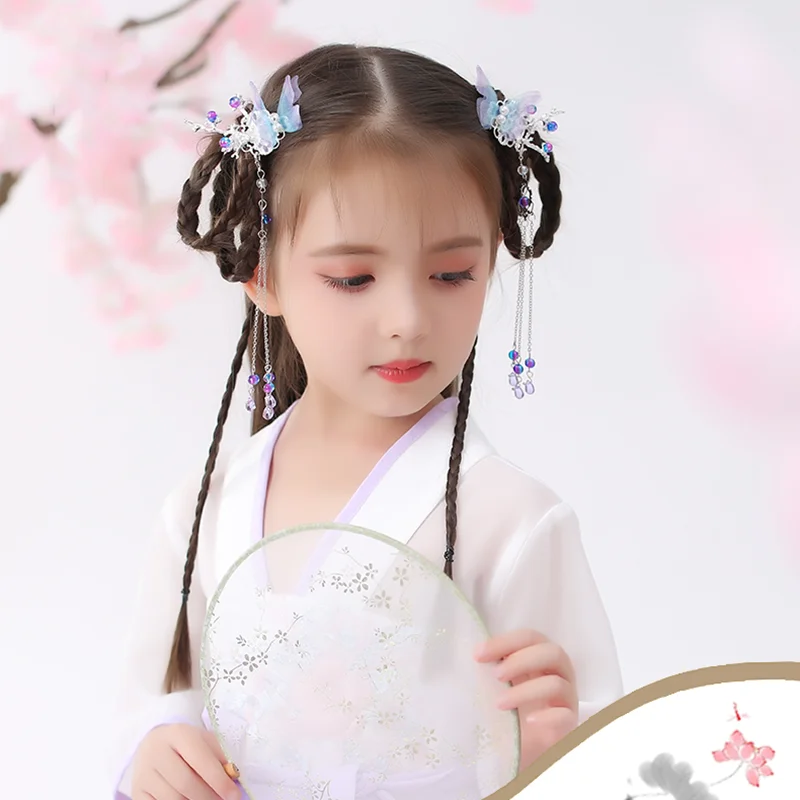 Hanfu тиара Финч девушка антикварный зажим шаг бахромой красивая супер фея аксессуары для волос милая девушка бабочка ювелирные изделия
