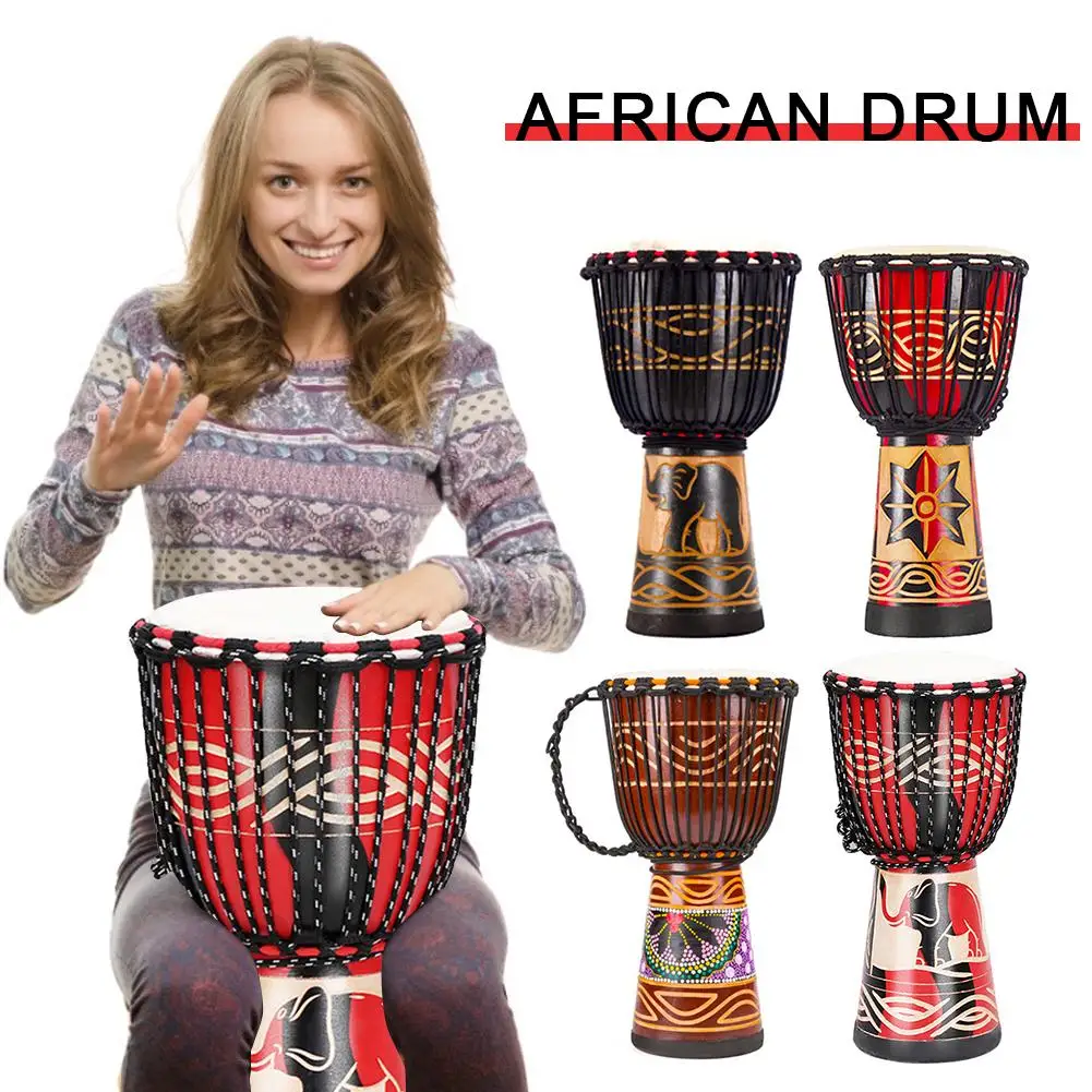 Günstig 8 zoll Schöne Afrikanische Djembe Trommel Bunten Tuch Kunst Barrel Haut Für Kinder Hand Trommel Musik Musical Instrument