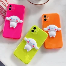 Cor fluorescente adorável boneca dos desenhos animados caso de telefone para iphone 11 pro max 7 8 plus se 2020 x xr xs silicone macio capa clara casos(China)