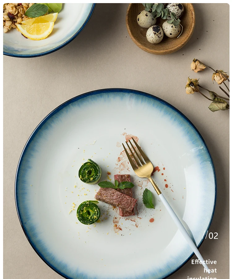 Uniho Dinner Plates and Dishes Ceramic Main Course Plate Steak Dessert Cake Salad Dishes Tableware Tray Dinnerware Porcelain
