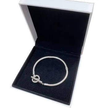 

new 925 sterling silver Moments T-shaped buckle snake bone chain bracelet women's bracelet gift