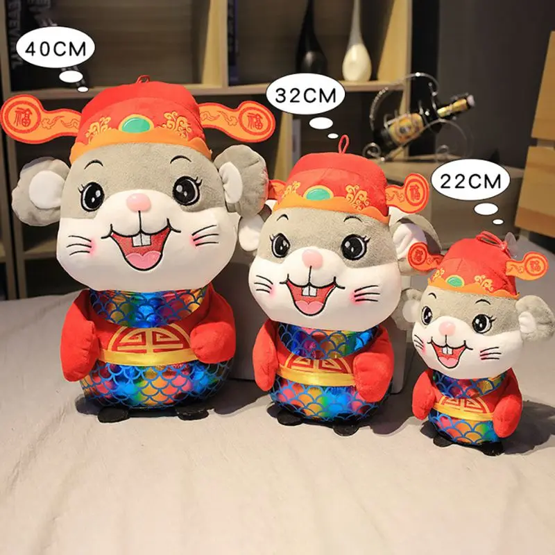 

22cm/32cm/40cm Rat Mascot Dolls Cartoon Animals Gift 2020 Chinese New Year Zodiac Animal Mascot Toy Gifts