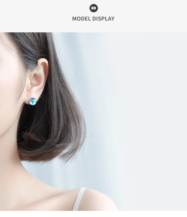 Modian Luxury Charm Blue Opal Crown Stud Earrings Fashion Elegant 925 Sterling Silver Crystal Jewelry For Women S925 Female Gift