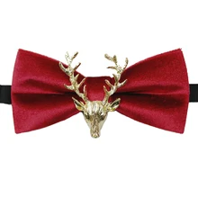 Бархатный галстук-бабочка мужской унисекс высокого класса роскошный металлический Рождественский Олень голова жениха Свадебные банкетные аксессуары подарки бизнес галстук-бабочка