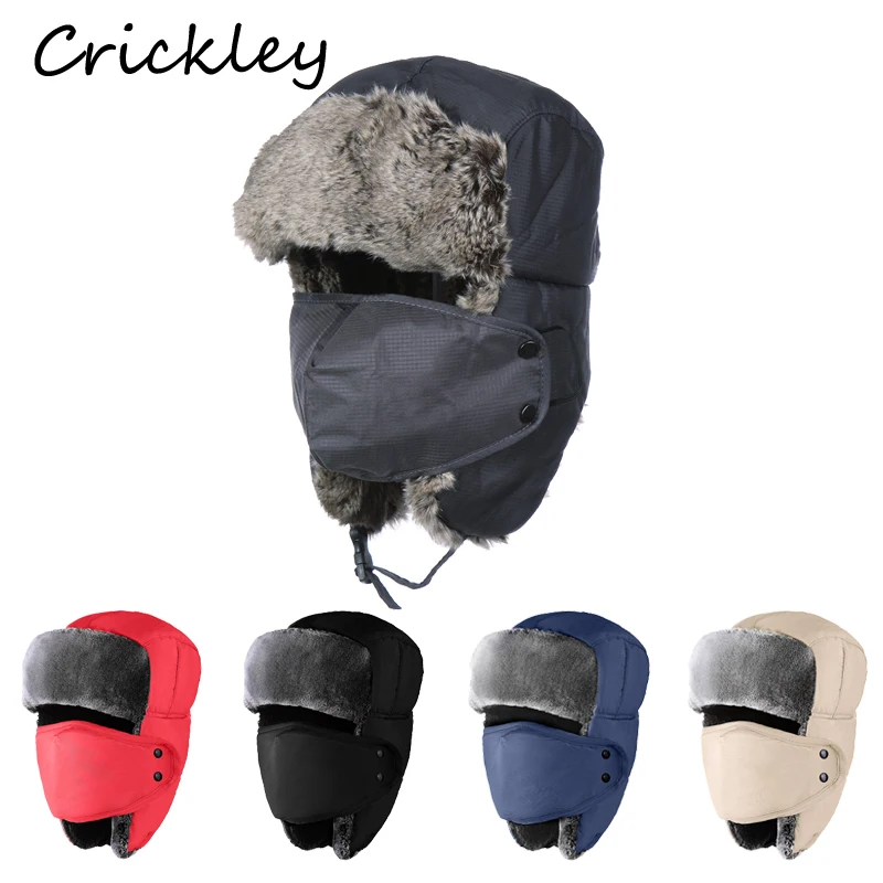 

Ear Protection Children Ushanka Hat Solid Plush Fur Warm Winter Caps for Kdis Boys Girls Mask Windproof Snow Cap Soft Skiing Hat