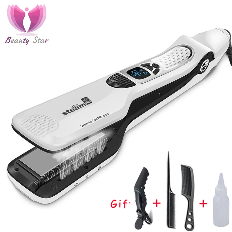 

Professional Steam Hair Straightener Ceramic Steam Flat Iron 450F Fast Hair Straightening Irons Hair Straightener Styling Tools