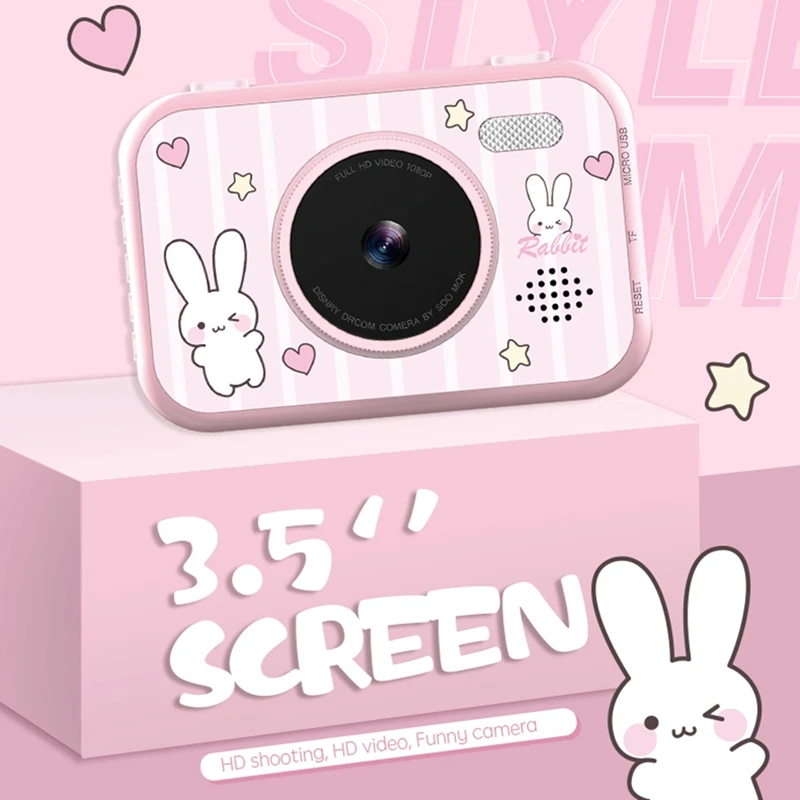 Children's CameraKids Digital Camera with 3.5Inch IPS HD Sn 1080P Video Recorder Lanyard Anti-Fall Mini Camera