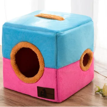 

Creative Pet Cat Litter House Double Hole Collapsible Warm Cozy Kennel Wear-resistant Scratch-resistant Nest House for Dogs Cats
