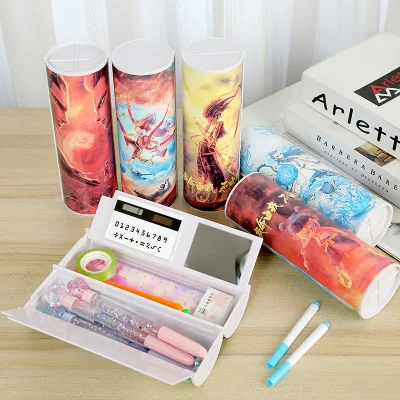 

Multifunctional Pencil Box Large Capacity Pencil Cases pen box with Mirror Calculator for Boys Girls School Stationery