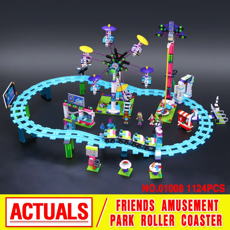 

01008 with blocks Friends 41130 Amusement Park Roller Coaster figure Model building toys hobbie children compatible legoing