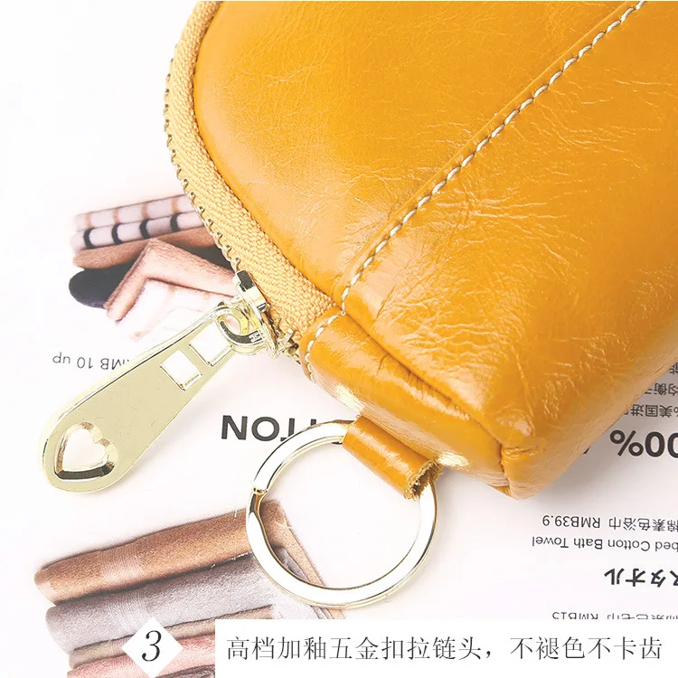 Amazon Hot Selling First Layer Genuine Leather Clutch Bag Women's Multi-functional Purse Creative Zipper Key Storgage Bag Wholes