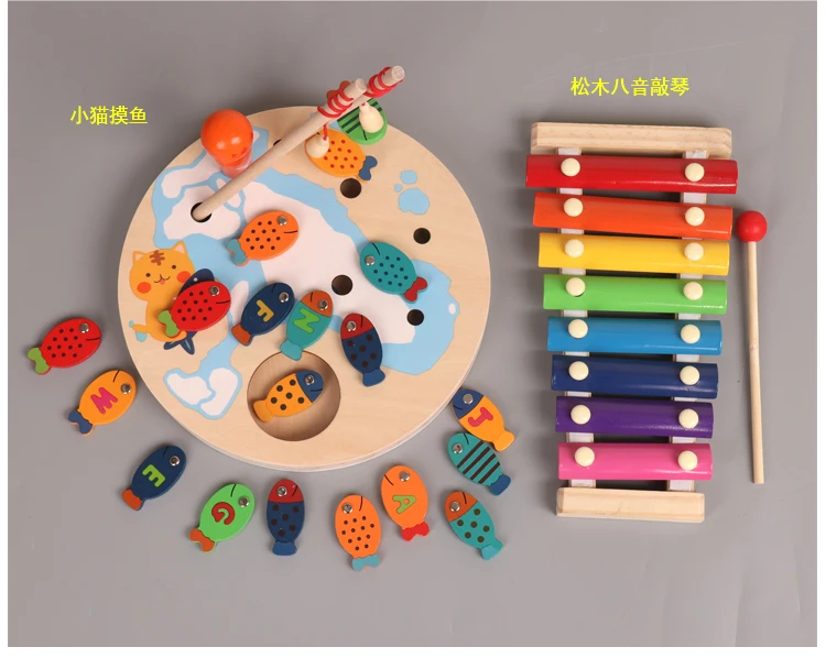 Игрушечный котенок для детей 1-3 лет, магнитные рыбки для детей 2 лет, Обучающие Детские рыбки для рыбалки, полудетский день